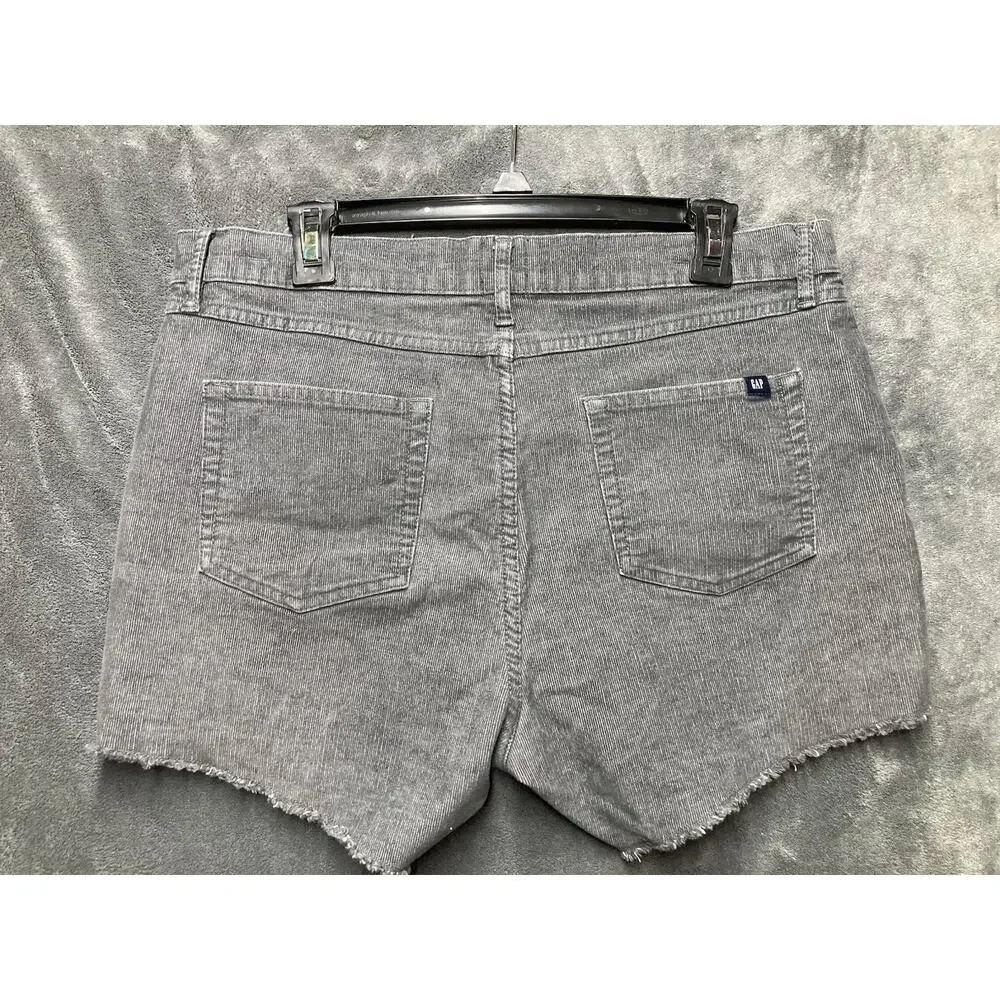 GAP Corduroy Raw Frayed Hem Short Woman Grey Silver Bells 90s Grunge Indie Sz 10